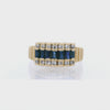 1940 Retro 18kt yellow Gold fluted Ring with Sapphires & Diamonds