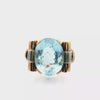 Retro 1950 18kt yellow and white Gold Ring with Brazilian Aquamarine