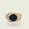 Mid century 18k Gold Ring with Diamonds and Sapphire