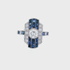 Art Deco style 18kt Gold and Platinum with 1.75 CTW Diamonds and Blue Sapphires