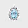 18K White Gold Cocktail Ring with 6.50 CTW in Aquamarine & Diamond