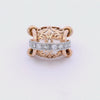 Retro Deco 1940 Ring in 18kt Gold with Diamonds