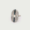 Art Deco 1920 18kt Gold and Platinum Ring with Diamonds & Sapphires