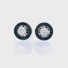 Art Deco 1920 Target Platinum & 14kt Gold Studs Earrings Diamonds and Sapphires