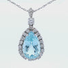 Art Deco Platinum Pendant Necklace in Platinum Aquamarine, Diamonds and Pearls