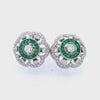 Art Deco style Platinum Earrings with Diamonds and Emeralds
