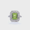 Art Deco style 1990 Platinum Cocktail Ring with Peridot and Diamonds