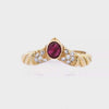 Retro 18kt yellow Gold Ring with Ruby and Diamonds