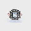 Vintage 14kt Gold and Silver Ring with Aquamarine and Diamonds