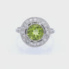 Art Deco Style Platinum Ring with Peridot and Diamonds