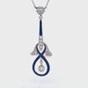 Art Nouveau 1900 Enamel Pendant Necklace in 18kt Gold and Platinum with Diamonds