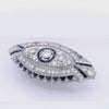 Art Deco 1920 platinum filigree Brooch with Diamonds and Sapphires