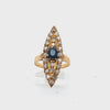 *Art Nouveau 18kt Gold Ring with Diamonds and Sapphire