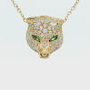 GUCCI 18K Gold Diamond Tsavorite Le Marche des Merveilles Feline Head Neckalce