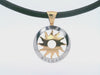 BVLGARI Tondo Sun 18k Gold Steel Pendant black Leather Necklace