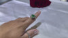 Art Deco Style Platinum Heart Ring with Diamonds and Emeralds