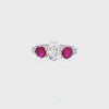 Vintage 18kt white Gold Ring with 1.09 Cts Diamond & Burma Rubies