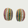 Retro 18kt Gold Clip Earrings with 10.65 Ctw in Diamonds and Multi Gemstones