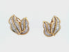 1970 ITALY 18kt yellow Gold Leaf Earrings with 5.00 Cts in Diamonds