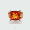Retro 18k Gold Ring with Citrine & Diamonds