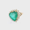 18kt yellow Gold Heart Ring with Emerald & Diamonds