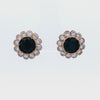 1910 Antique Rosetta Earrings in 18kt Yellow Gold with Sapphire and Diamonds