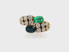 Vintage 18kt Gold Ring with Diamonds, Emerald and Sapphire