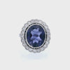 Art Deco Style Platinum Cocktail Ring with Tanzanite and Diamonds
