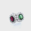Vintage 14K White Gold Toi et Moi Ring with Tourmalines & Old Mine Diamonds