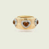 18kt Gold Band Ring with Citrines and Diamonds