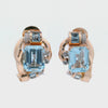 1940 Retro 18k yellow gold Clip Earrings with 15.68 ctw in Aquamarine & Diamonds