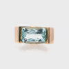 Geometric 18k yellow Gold Ring with Aquamarine