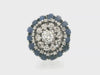 1950 Retro Platinum Ring with 4.50 CTW in Diamonds and Blue Sapphires