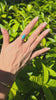 Victorian 1910 Navette Ring in 18kt yellow Gold with Turquoise and Diamonds