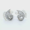 Art Deco 1920 Platinum EarRings with Pearls and 1.30 Cts in Diamonds